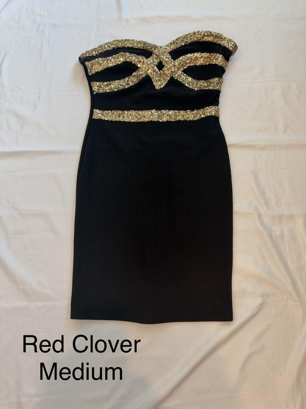 Black Strapless Sequin Band Bodycon Dress